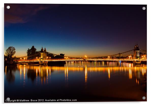 Hammersmith Bridge at night Acrylic by Matthew Bruce