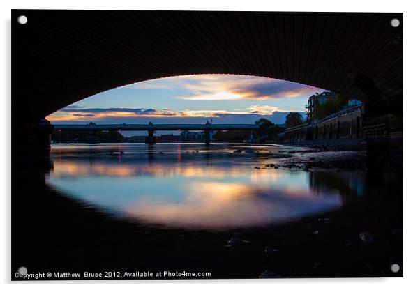 Putney Bridges - early morning Acrylic by Matthew Bruce