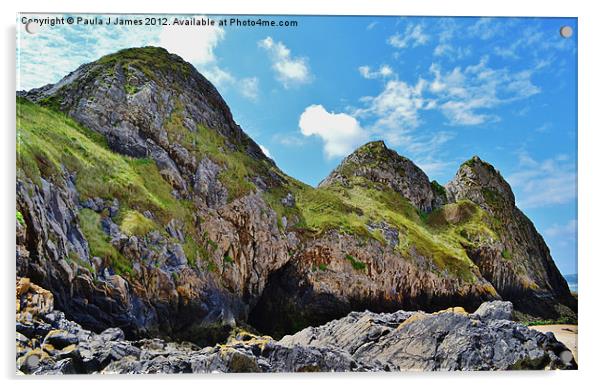 Three Cliffs Bay Acrylic by Paula J James