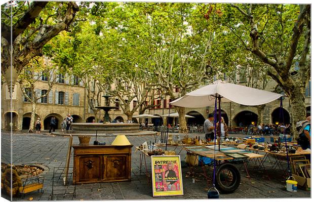 The Market in Uzes, France Canvas Print by Jacqi Elmslie