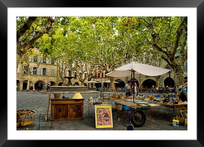 The Market in Uzes, France Framed Mounted Print by Jacqi Elmslie