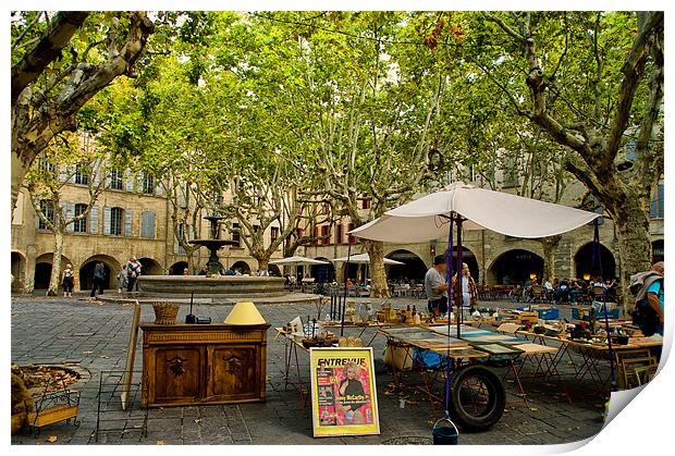 The Market in Uzes, France Print by Jacqi Elmslie