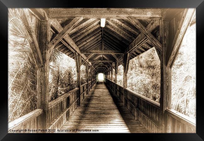 Wooden Bridge Framed Print by Robert Pettitt