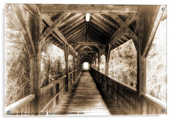Wooden Bridge Acrylic by Robert Pettitt