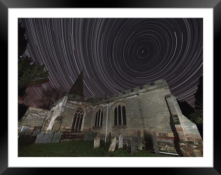 Startrail and church Framed Mounted Print by mark humpage