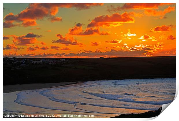 Sunset over the Gannel and Crantock Print by Louise Heusinkveld