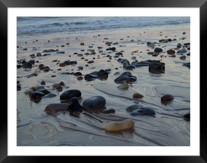 pebbles on beach Framed Mounted Print by carin severn