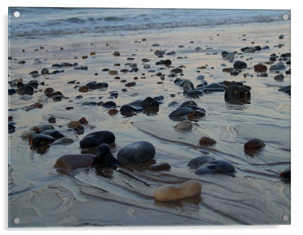 pebbles on beach Acrylic by carin severn