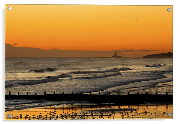 Golden Sunrise Over Silvery Waves Acrylic by Jim Jones
