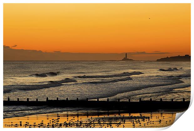 Golden Sunrise Over Silvery Waves Print by Jim Jones