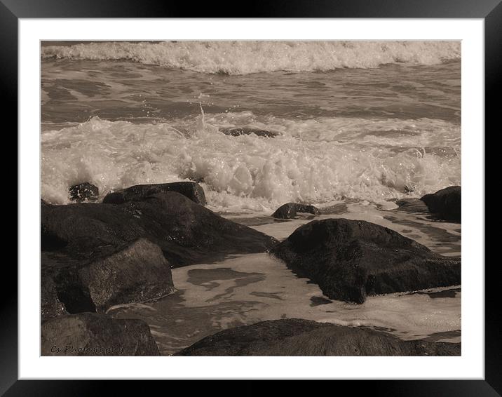 raging sea Framed Mounted Print by carin severn