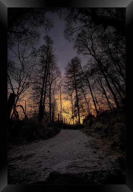 Winter Sunset Path Framed Print by Fraser Hetherington