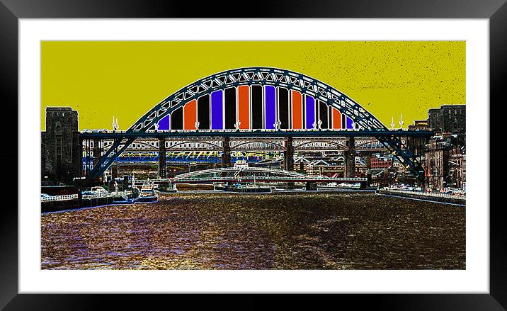 Tyne Bridge Stylized Framed Mounted Print by eric carpenter