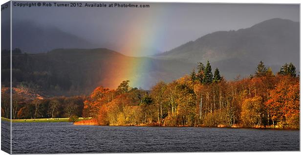 Rainbow, Loch Ard Canvas Print by Rob Turner