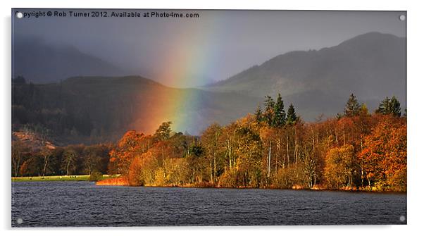 Rainbow, Loch Ard Acrylic by Rob Turner
