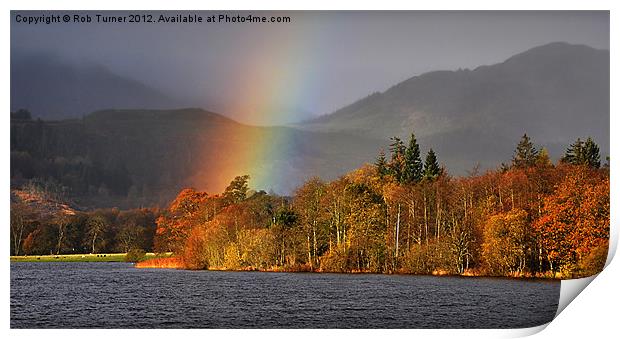 Rainbow, Loch Ard Print by Rob Turner