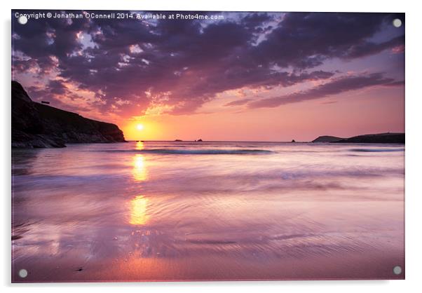 Trayarnon Bay Sunset Acrylic by Jonathan OConnell