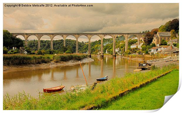 Calstock Viaduct, Cornwall Print by Debbie Metcalfe