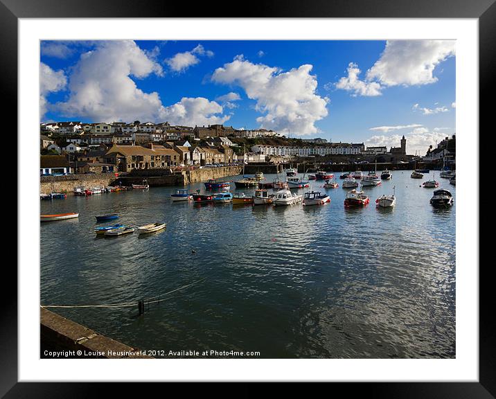 The inner harbour at Porthleven, Cornwall Framed Mounted Print by Louise Heusinkveld