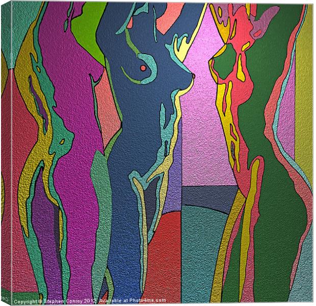 Three Stretching Nudes Canvas Print by Stephen Conroy