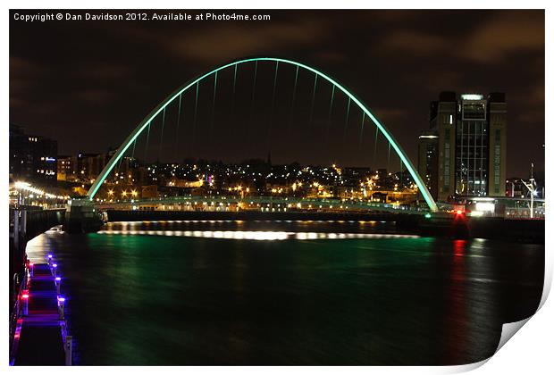 Gateshead Millennium Bridge Green Print by Dan Davidson
