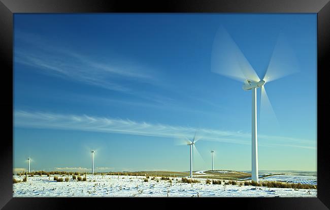 Wind Turbines in Motion Framed Print by David Yeaman