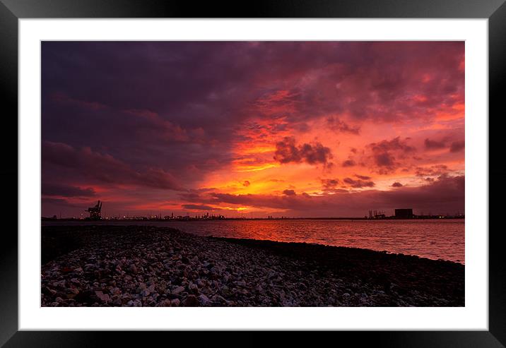 Sunset over River Tees Framed Mounted Print by Greg Marshall