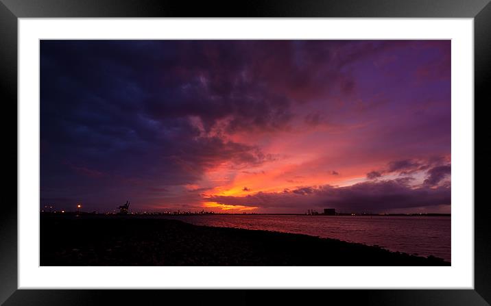 Sunset on River Tees Framed Mounted Print by Greg Marshall