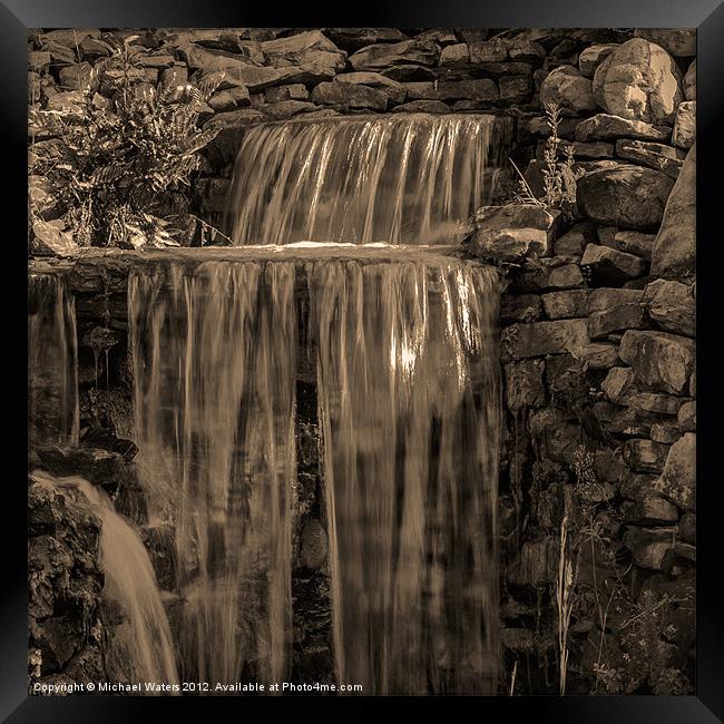 Rocky Waterfall Black and White Framed Print by Michael Waters Photography
