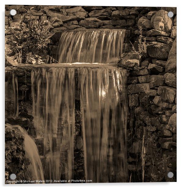 Rocky Waterfall Black and White Acrylic by Michael Waters Photography
