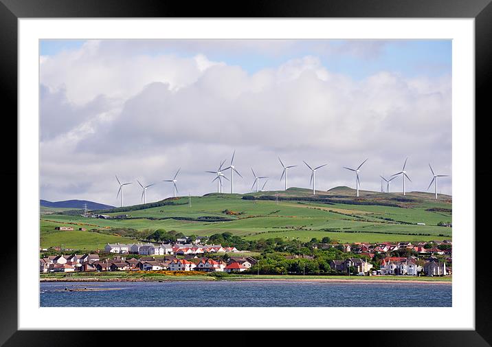 Ardrossan town and windfarm Scotland Framed Mounted Print by Diana Mower