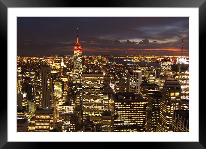 New York City at Night  Framed Mounted Print by Tim Duck