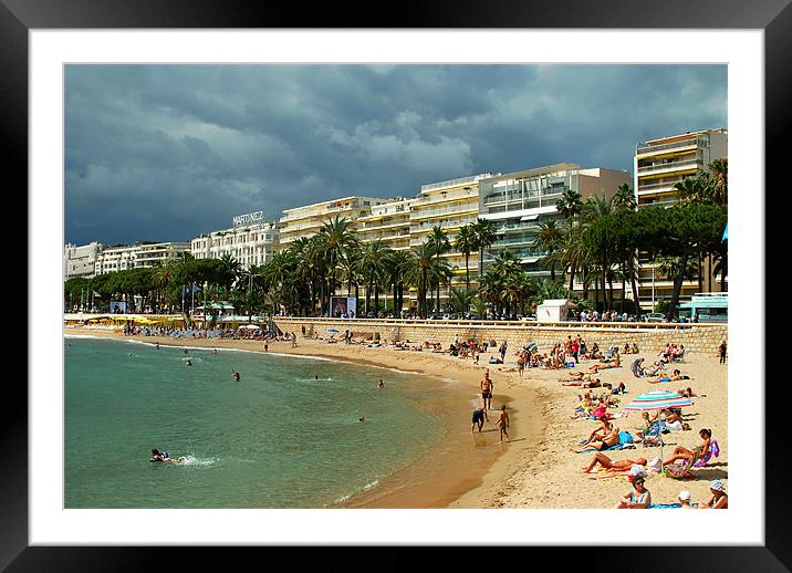 Cannes Beach Framed Mounted Print by Jamie Stokes