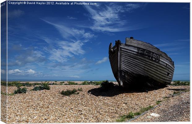 Old Fishing Boat on Dungeness Beach Canvas Print by David Haylor