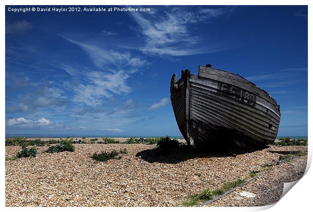 Old Fishing Boat on Dungeness Beach Print by David Haylor