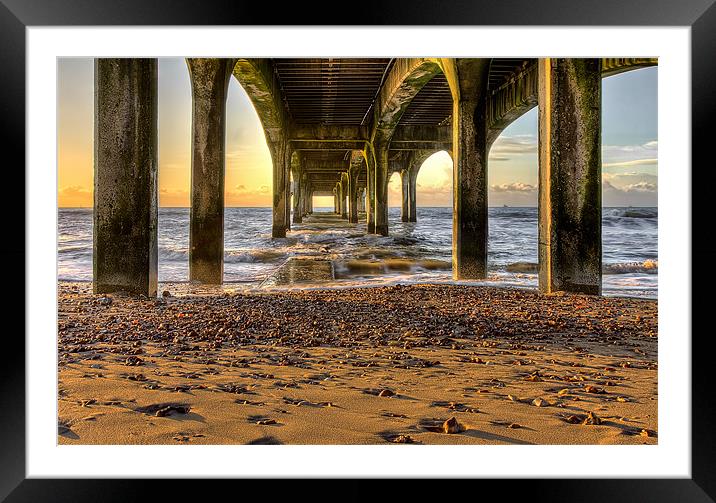 Under the Pier at Sunrise Framed Mounted Print by Jennie Franklin