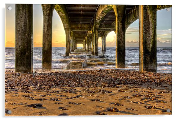 Under the Pier at Sunrise Acrylic by Jennie Franklin