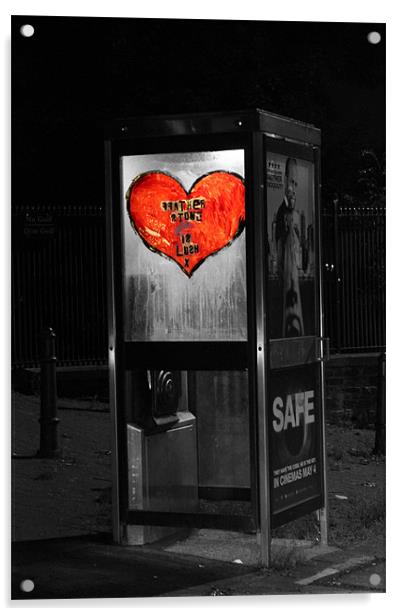 Love Heart Phone Box 2 Acrylic by Nath Rayner