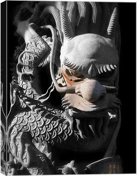 Temple Dragon Canvas Print by Mary Lane