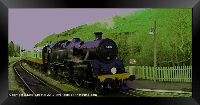 80104 at Corfe Castle Framed Print by Mike Streeter