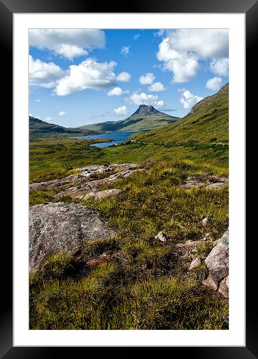 Stac Pollaidh Through the Heather Framed Mounted Print by Jacqi Elmslie