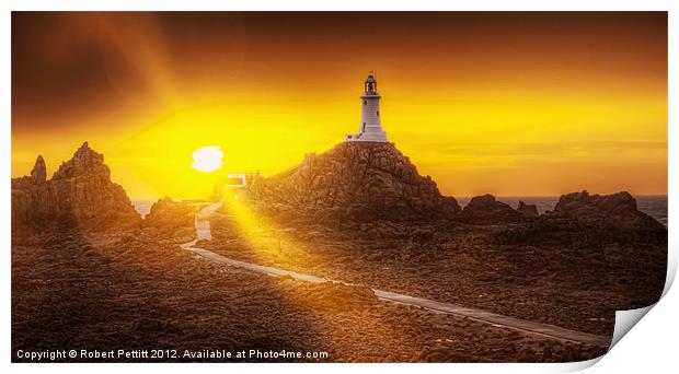 Lighthouse and Sunbeams Print by Robert Pettitt