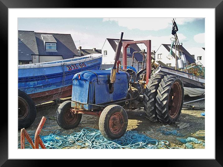 Coast - Blue tractor  Framed Mounted Print by David Turnbull
