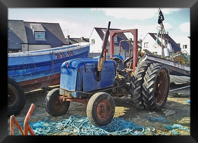 Coast - Blue tractor  Framed Print by David Turnbull