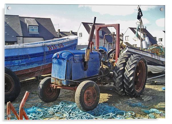 Coast - Blue tractor  Acrylic by David Turnbull