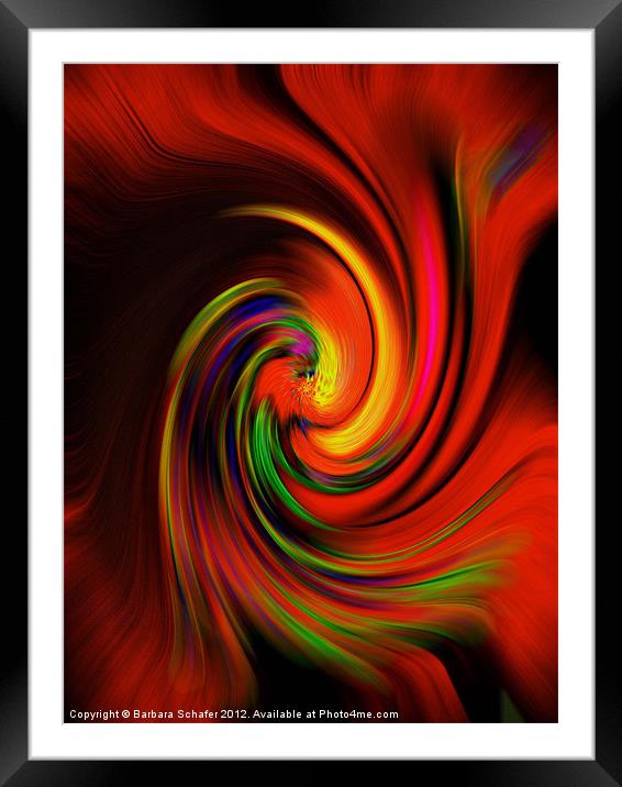 Swirls in Red Framed Mounted Print by Barbara Schafer