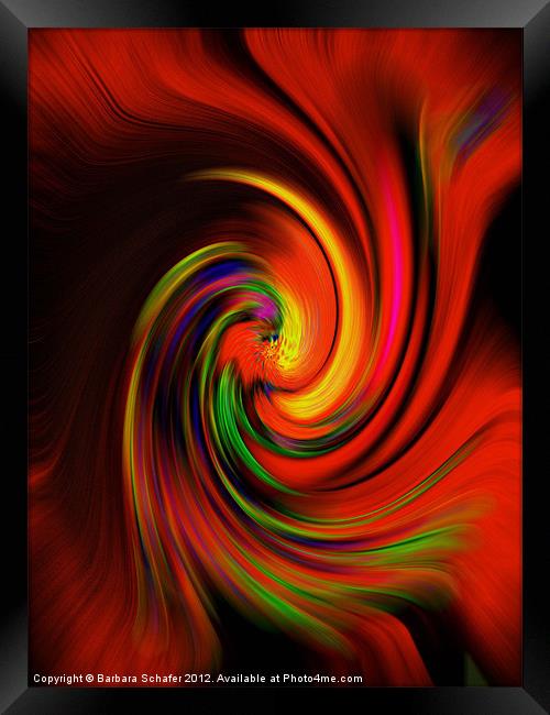 Swirls in Red Framed Print by Barbara Schafer