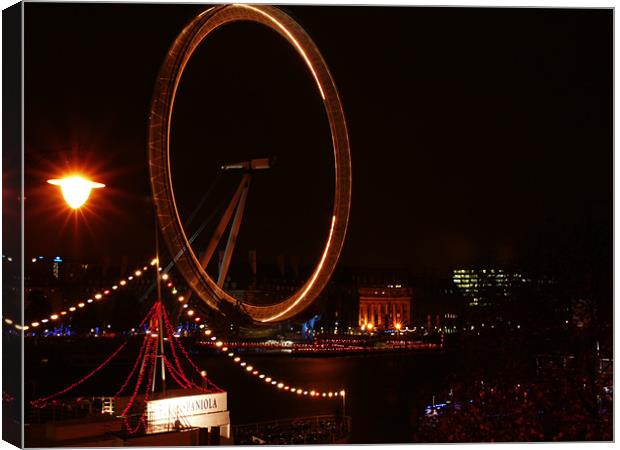 The London Eye on the Southbank of the Thames  Canvas Print by David French
