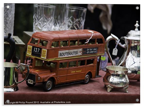 London red bus Portobello Market Acrylic by Philip Pound