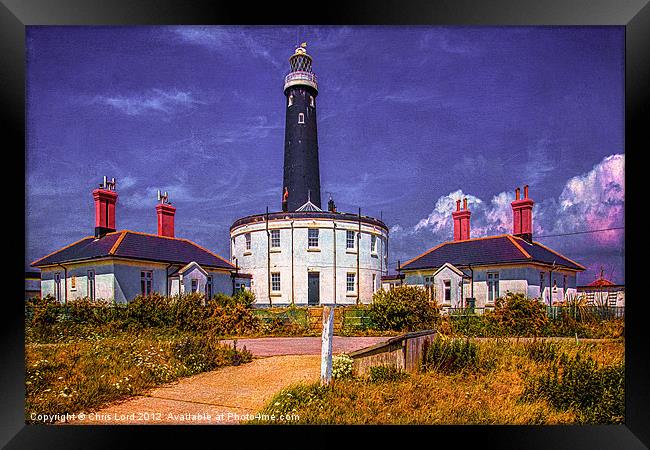 Dungeness, The Old Lighthouse Buildings Framed Print by Chris Lord